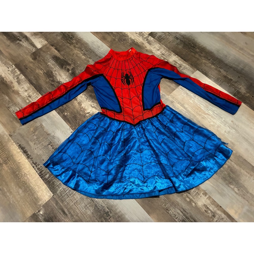 Marvel Spider-Man Costume Dress Kids Large 12-14 Red Blue Superhero Halloween - Picture 1 of 5